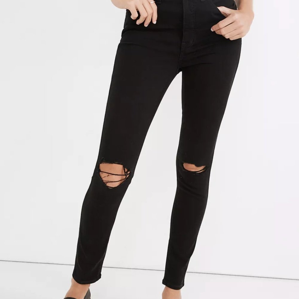 Madewell Tall 10" High-Rise Roadtripper Jeans in Davie Wash: Knee-Rip Sz 29T